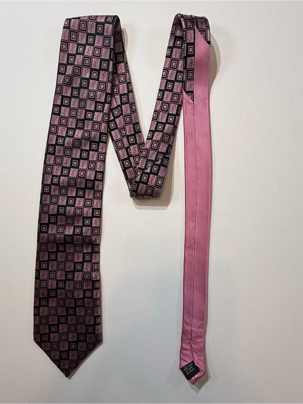 Diane Katzman Real Men Wear Pink Silk Breast Cancer Ribbon Necktie